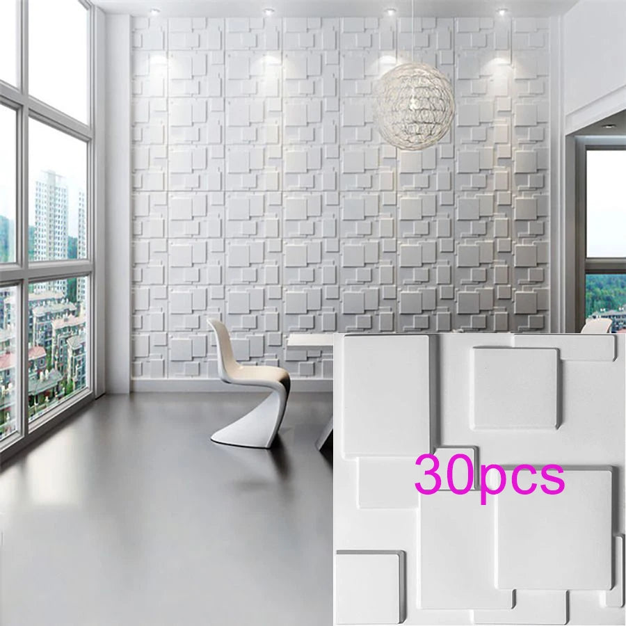 3D Wandpanelen – Zwart / Wit Geometrisch Design (PVC, 50x50 cm)