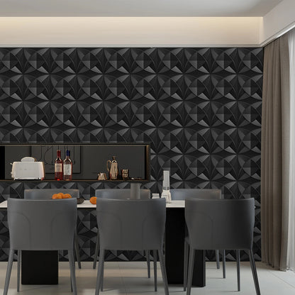 3D Wandpanelen – Zwart / Wit Geometrisch Design (PVC, 50x50 cm)